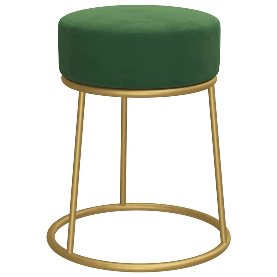 Tabouret rond Vert Velours - 2