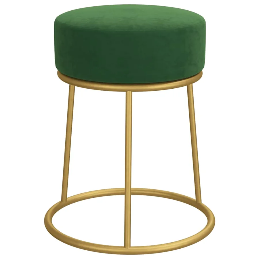 Tabouret rond Vert Velours - 3