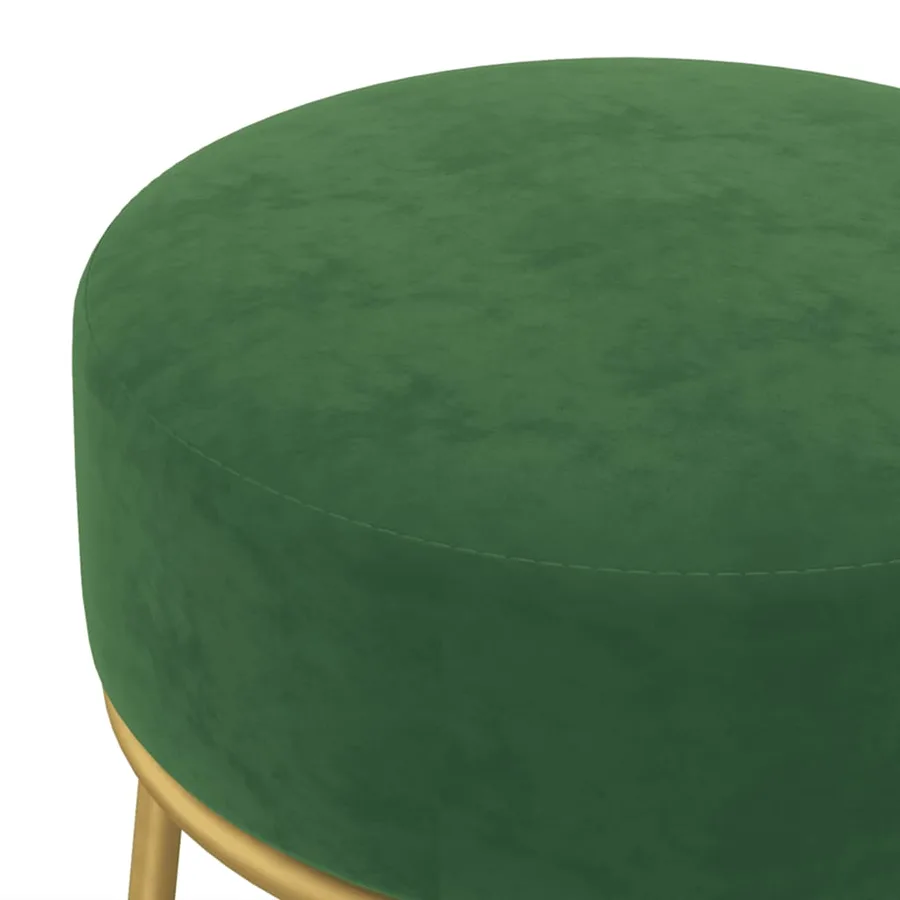 Tabouret rond Vert Velours - 4