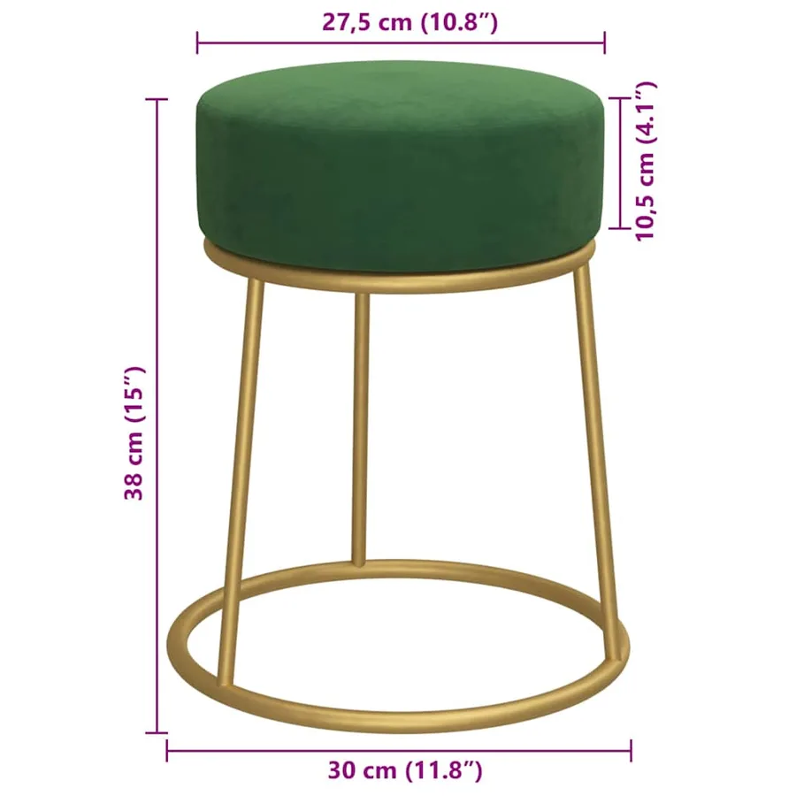 Tabouret rond Vert Velours - 6