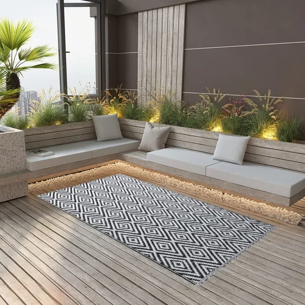 Tapis d'extérieur ARAKIL Blanc et noir 160x230 cm PP