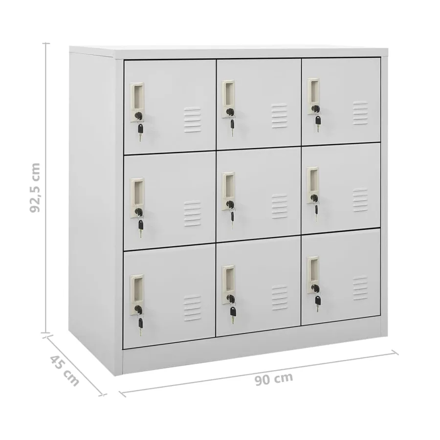 Armoires à casiers 5 pcs Gris clair 90x45x92,5 cm Acier - 9