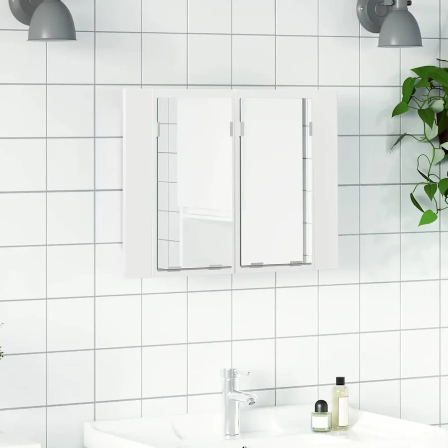 Armoire salle de bain à miroir LED Blanc 60x12x45 cm Acrylique