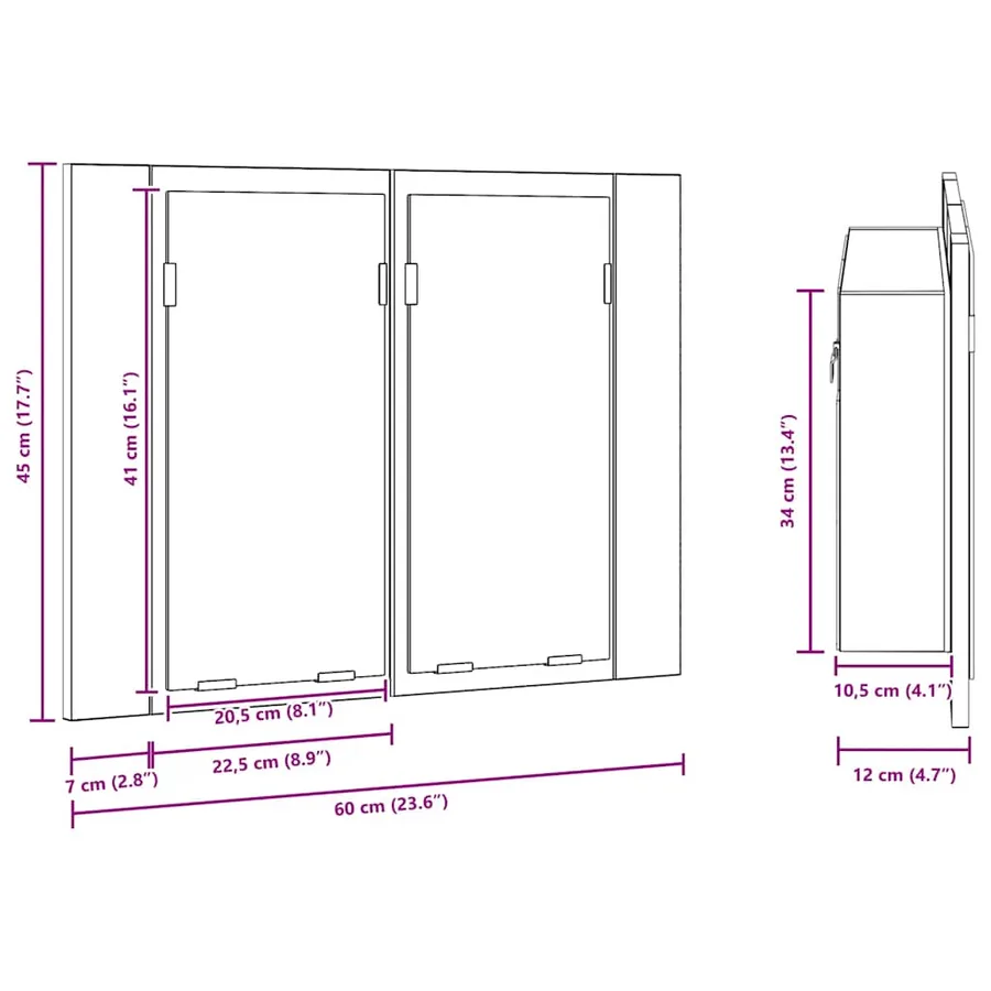 Armoire salle de bain à miroir LED Blanc 60x12x45 cm Acrylique - 16