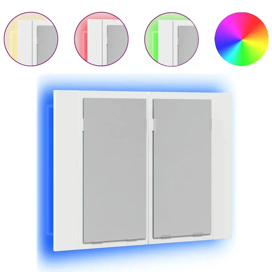 Armoire salle de bain à miroir LED Blanc 60x12x45 cm Acrylique - 2