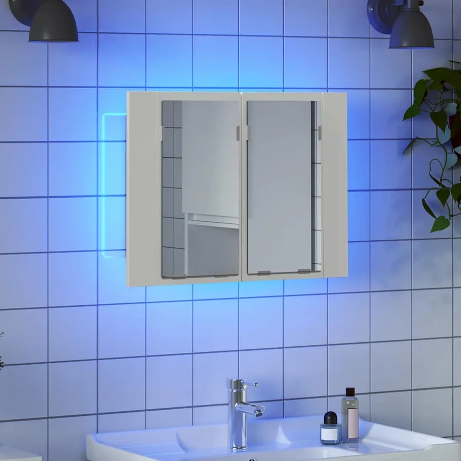 Armoire salle de bain à miroir LED Blanc 60x12x45 cm Acrylique - 3