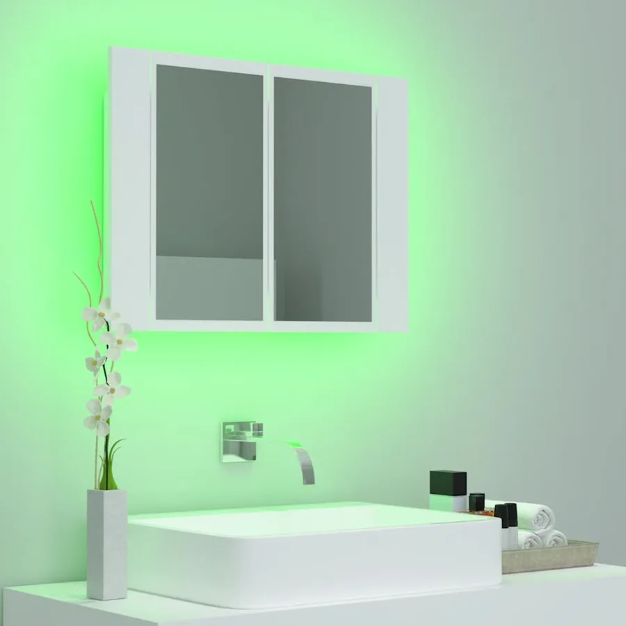 Armoire salle de bain à miroir LED Blanc 60x12x45 cm Acrylique - 4