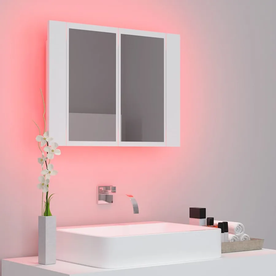 Armoire salle de bain à miroir LED Blanc 60x12x45 cm Acrylique - 5