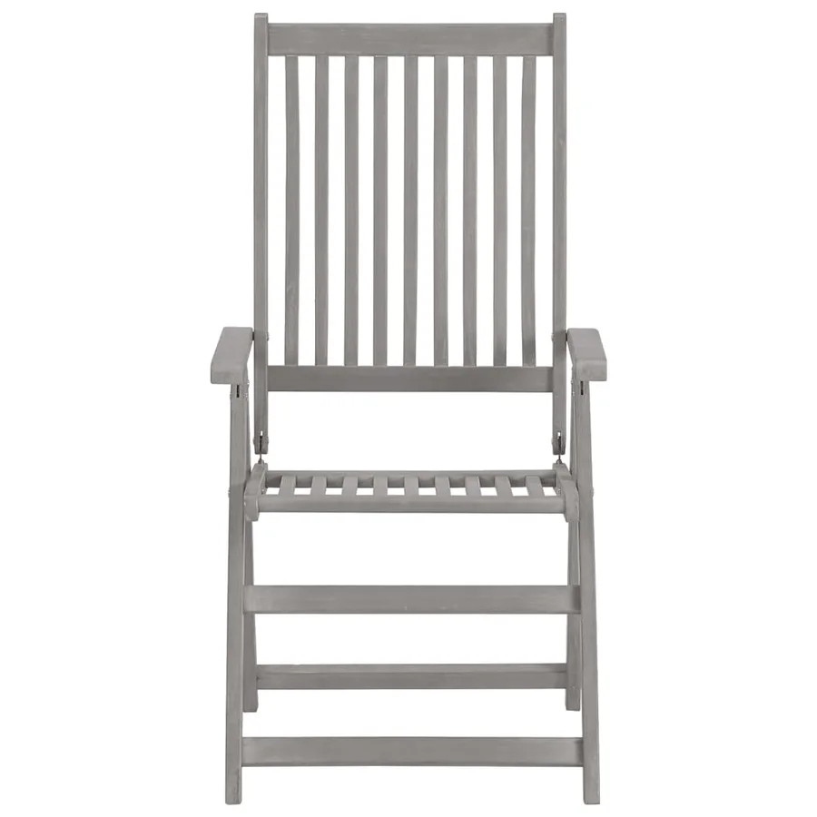 Chaises inclinables de jardin et coussins lot de 8 Gris Acacia - 13