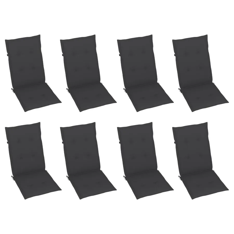 Chaises inclinables de jardin et coussins lot de 8 Gris Acacia - 3