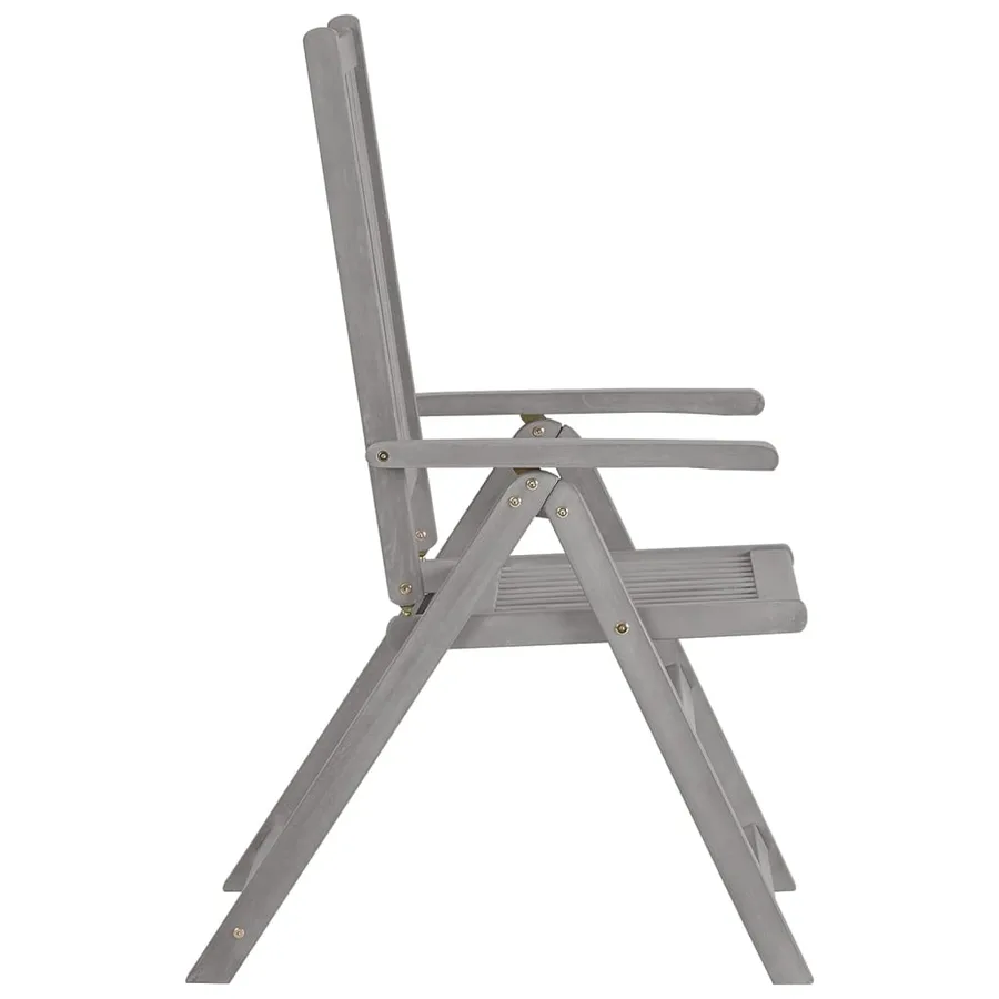 Chaises inclinables de jardin et coussins lot de 8 Gris Acacia - 5