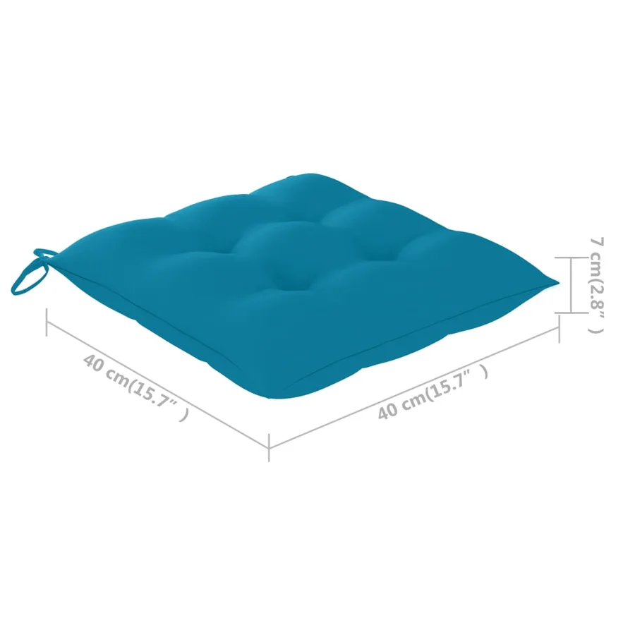 Chaises de jardin avec coussins bleu clair lot de 4 Teck massif - 12