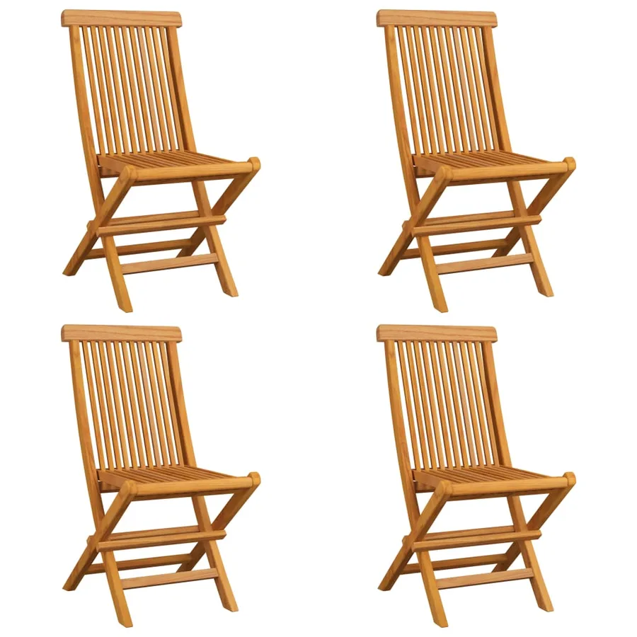 Chaises de jardin avec coussins bleu clair lot de 4 Teck massif - 3