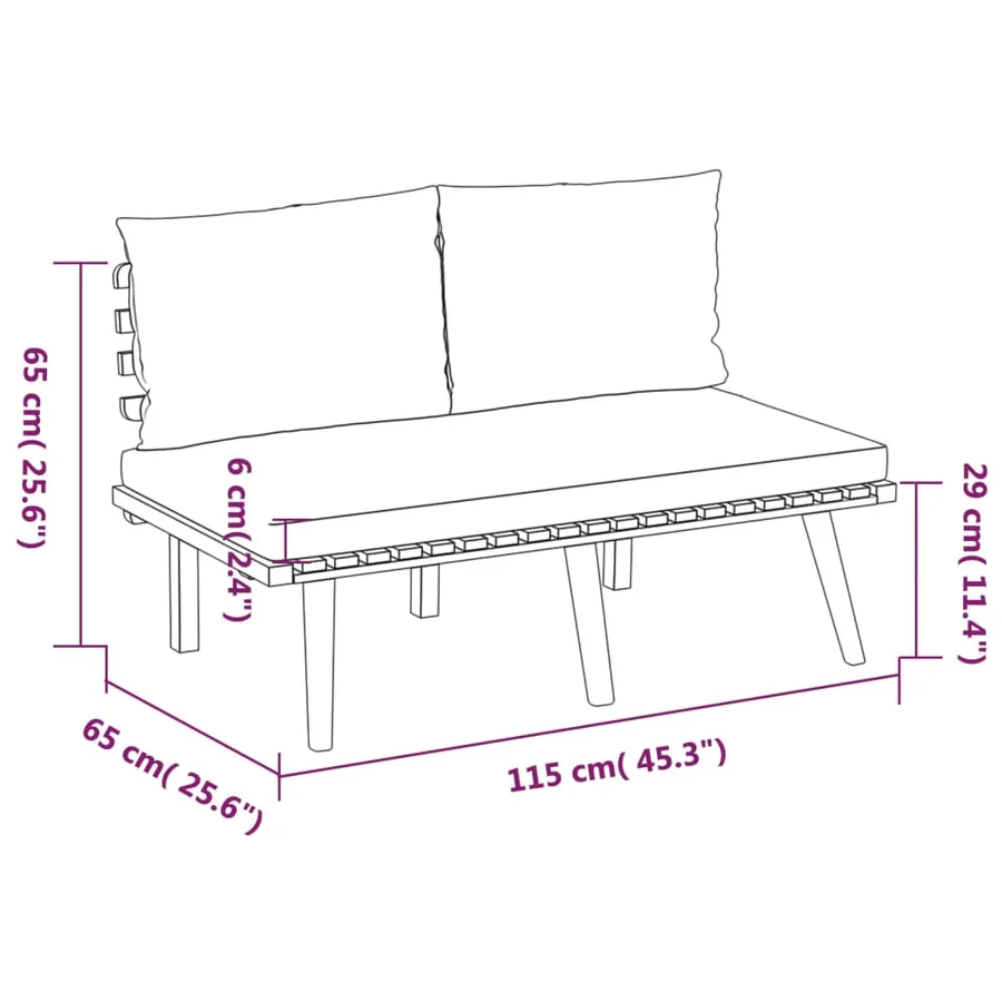 Salon de jardin 8 pcs avec coussins Bois d'acacia solide - 11
