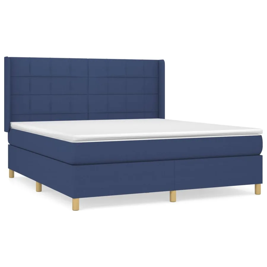 Sommier à lattes de lit avec matelas Bleu 160x200 cm Tissu - 2