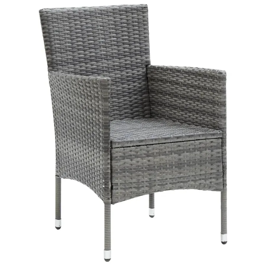 Ensemble à manger de jardin coussins 5pcs Résine tressée Gris - 5