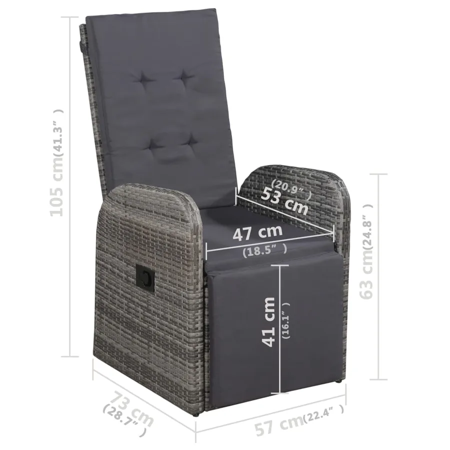 Ensemble à manger de jardin 5 pcs Gris - 11