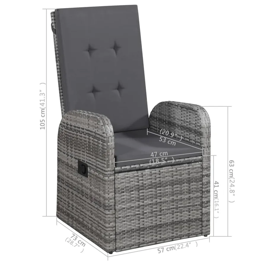 Ensemble à manger de jardin 5 pcs Gris - 12