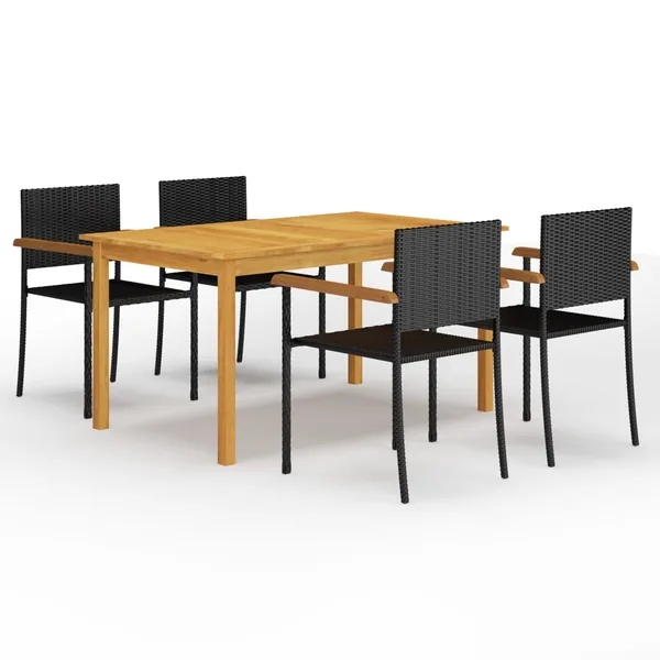 Ensemble à manger de jardin 5 pcs Noir
