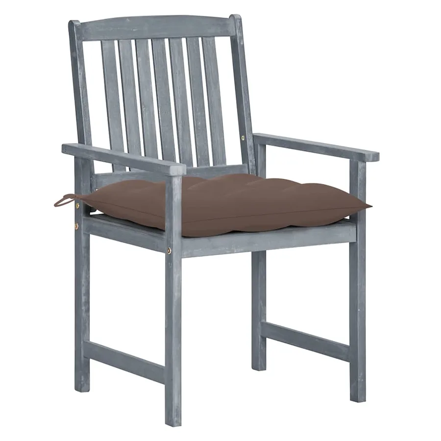 Chaises de jardin et coussins lot de 8 Bois acacia solide Gris - 2