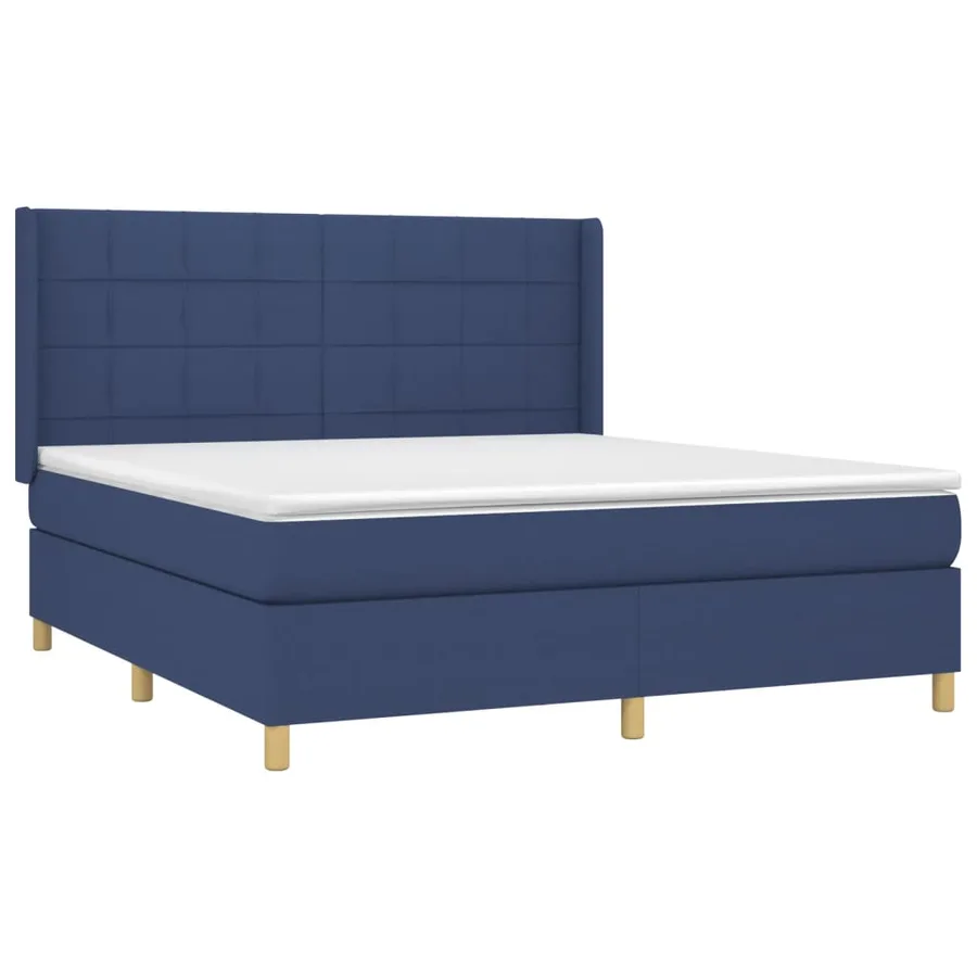 Sommier à lattes de lit matelas et LED Bleu 160x200 cm Tissu - 4