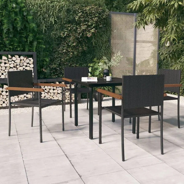 Ensemble à manger de jardin 5 pcs Noir