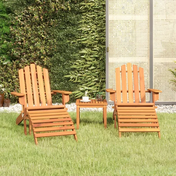 Ensemble de salon de jardin Adirondack 3 pcs bois acacia solide