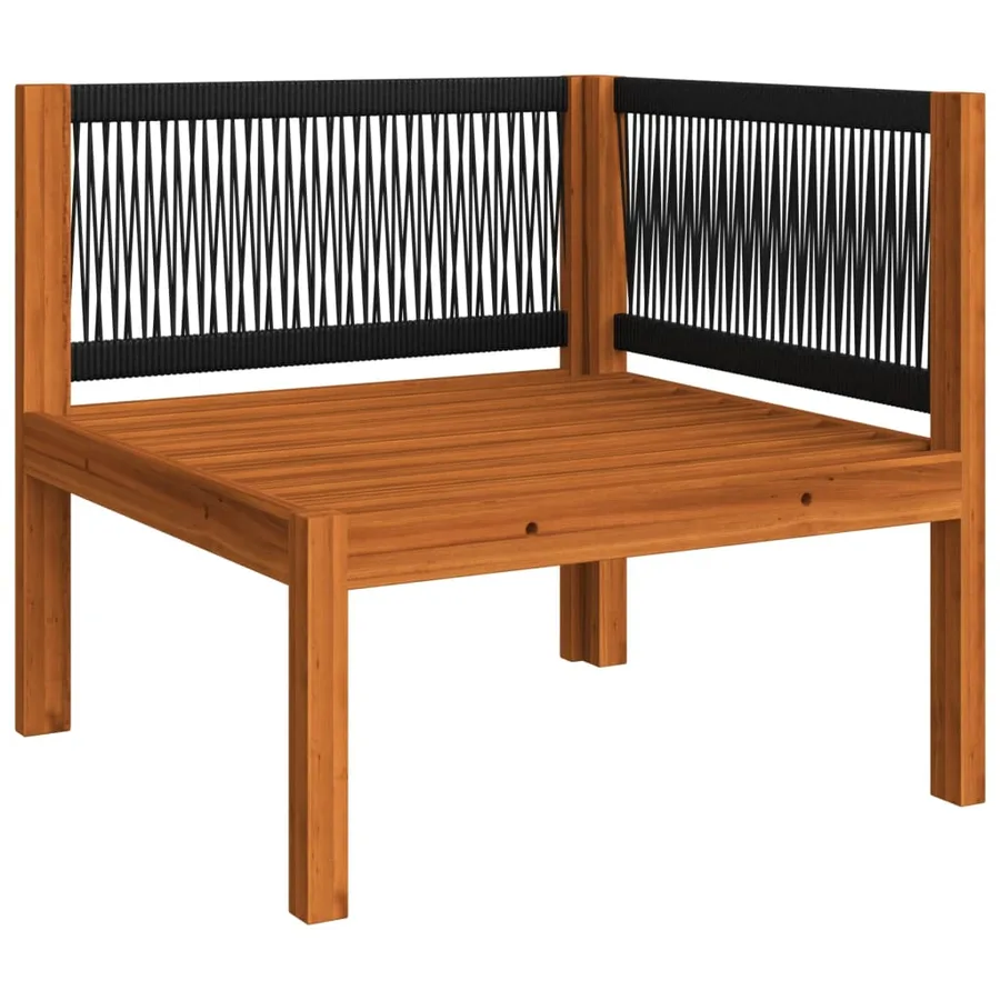Salon de jardin 6 pièces avec coussins, bois d'acacia crème et corde - 10