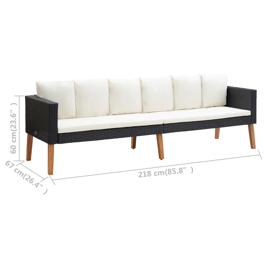 Salon de jardin 3 pcs avec coussins Résine tressée Noir - 10