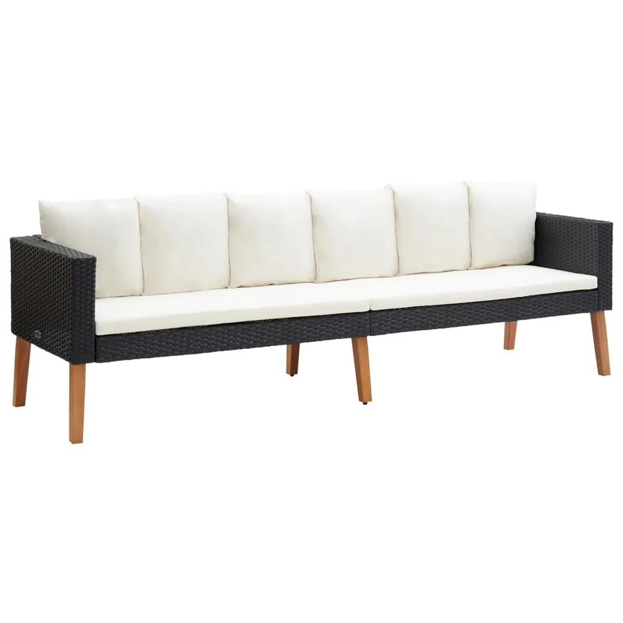 Salon de jardin 3 pcs avec coussins Résine tressée Noir - 8