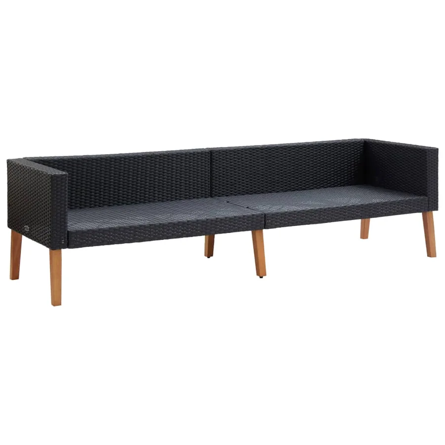 Salon de jardin 3 pcs avec coussins Résine tressée Noir - 9