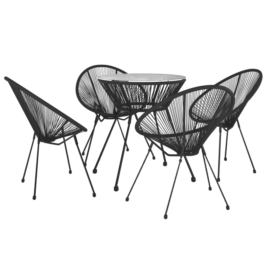 Ensemble à manger de jardin 5 pcs Noir - 3