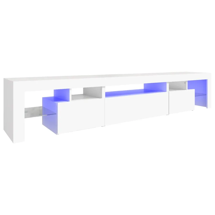 Meuble TV avec lumières LED Blanc 215x36,5x40 cm - 2