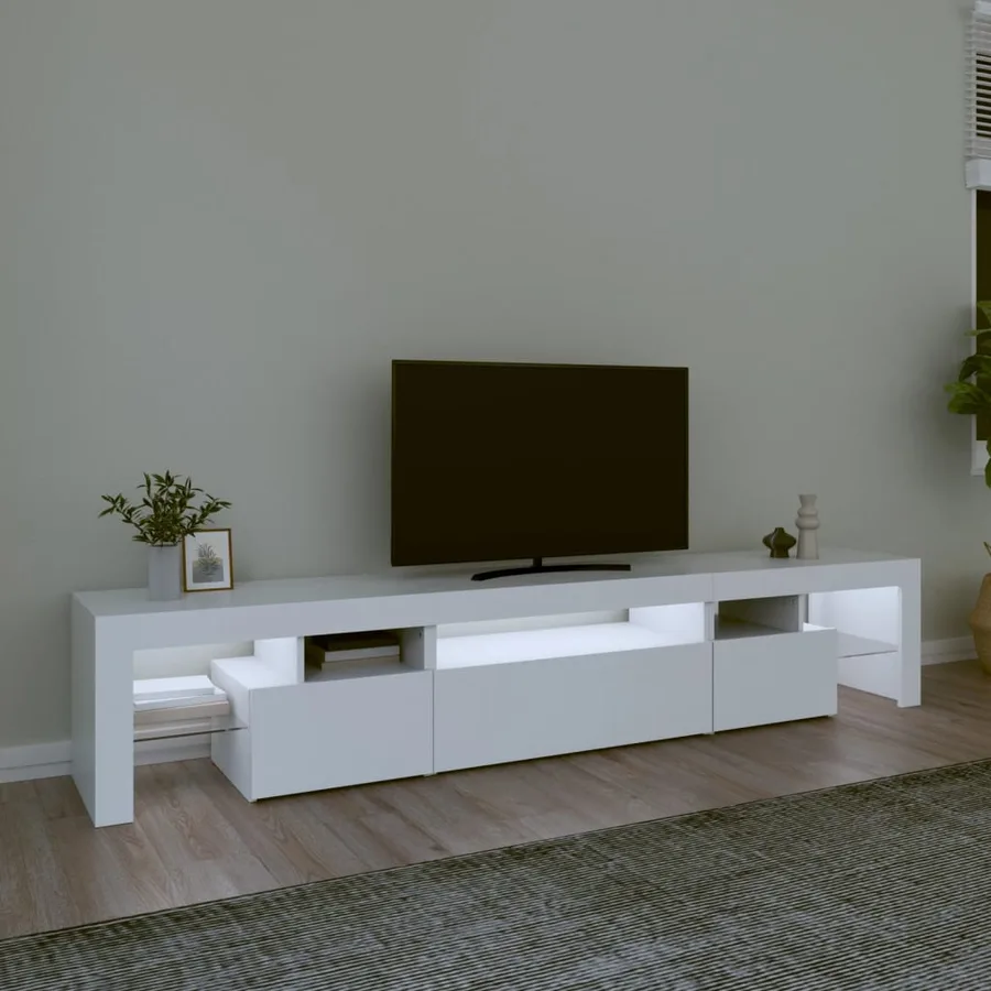 Meuble TV avec lumières LED Blanc 215x36,5x40 cm - 3