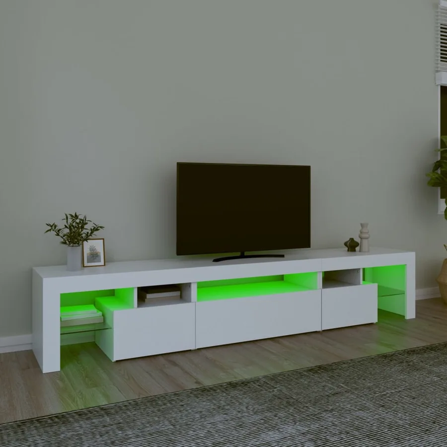 Meuble TV avec lumières LED Blanc 215x36,5x40 cm - 4