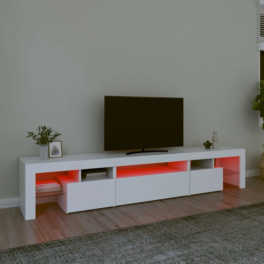 Meuble TV avec lumières LED Blanc 215x36,5x40 cm - 5