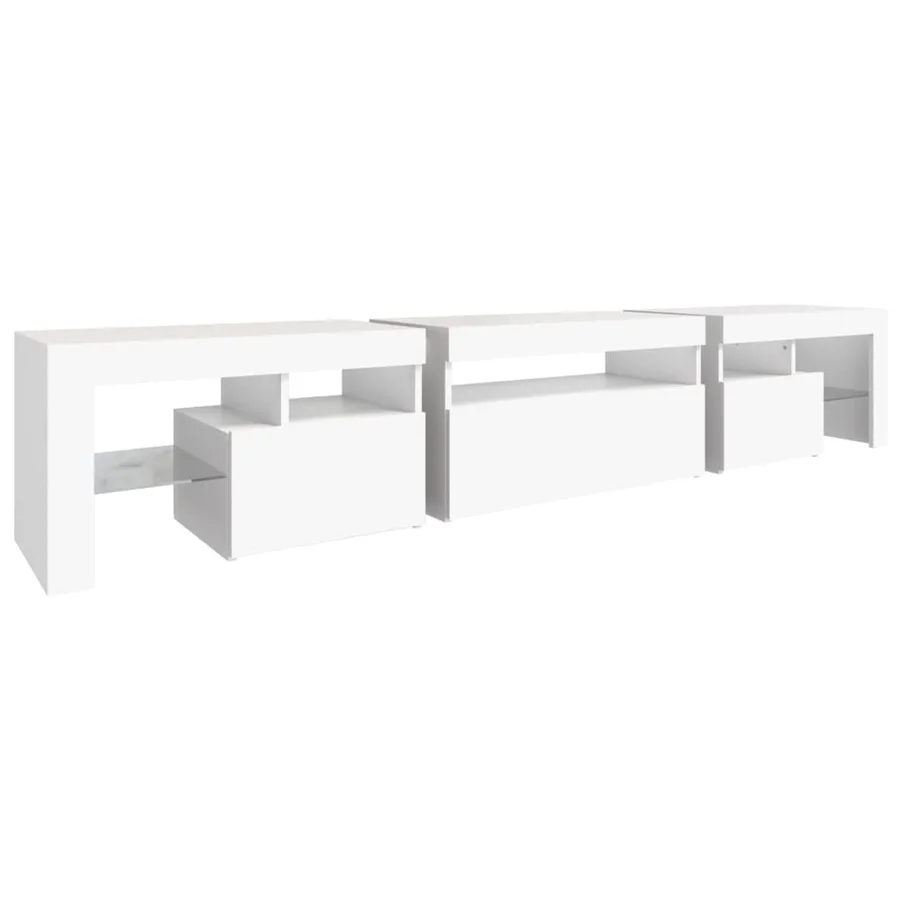 Meuble TV avec lumières LED Blanc 215x36,5x40 cm - 8