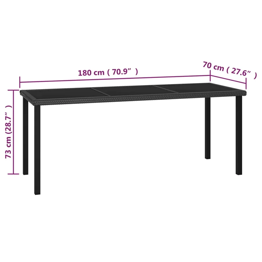 Ensemble à manger de jardin 7 pcs Résine tressée Noir - 11