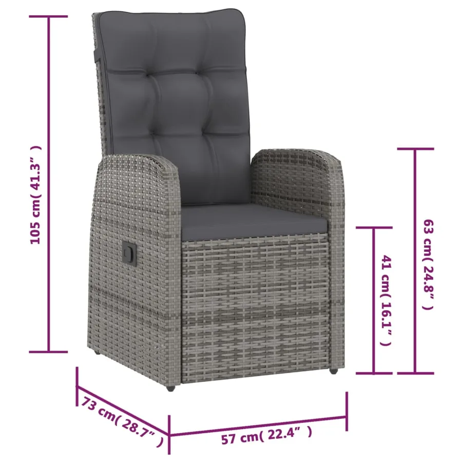 Salon de jardin 11 pcs avec coussins Résine tressée Gris - 18