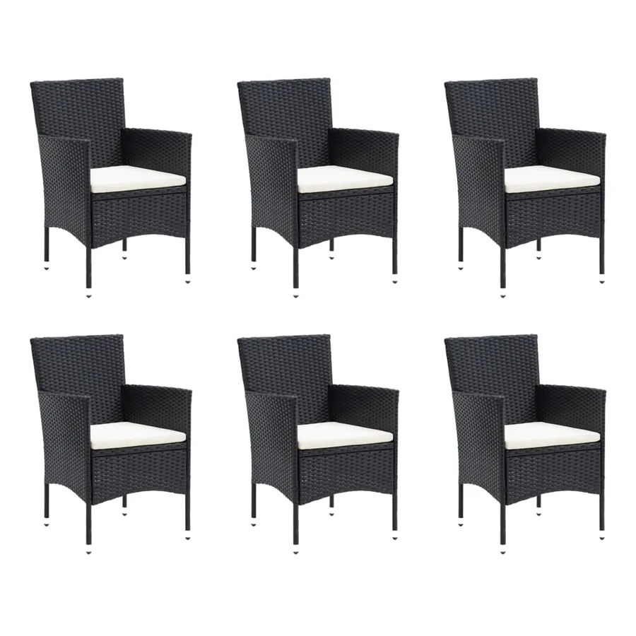 Ensemble à manger de jardin coussins 9pcs Résine tressée Noir - 3