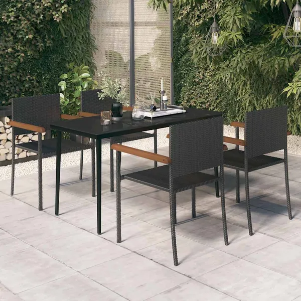 Ensemble à manger de jardin 5 pcs Noir