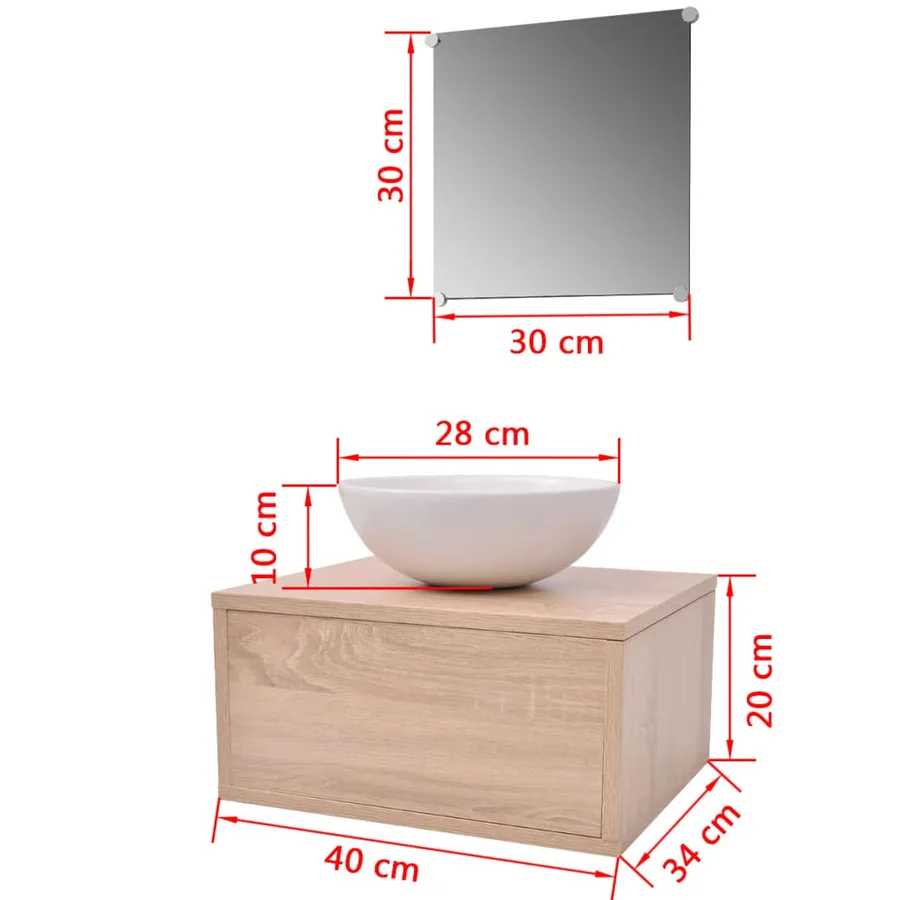 Meubles de salle de bains trois pièces Beige - 8