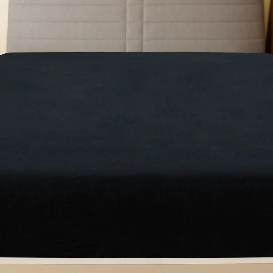 Draps-housses Jersey 2 pcs Noir 160x200 cm Coton - 3