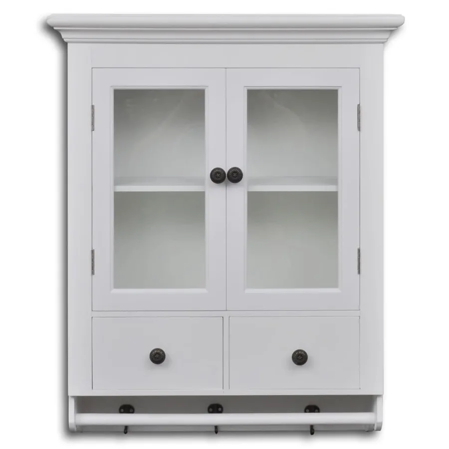 Placard mural de cuisine avec porte en verre Bois blanc - 2