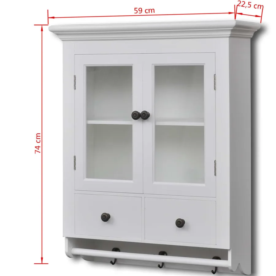 Placard mural de cuisine avec porte en verre Bois blanc - 8