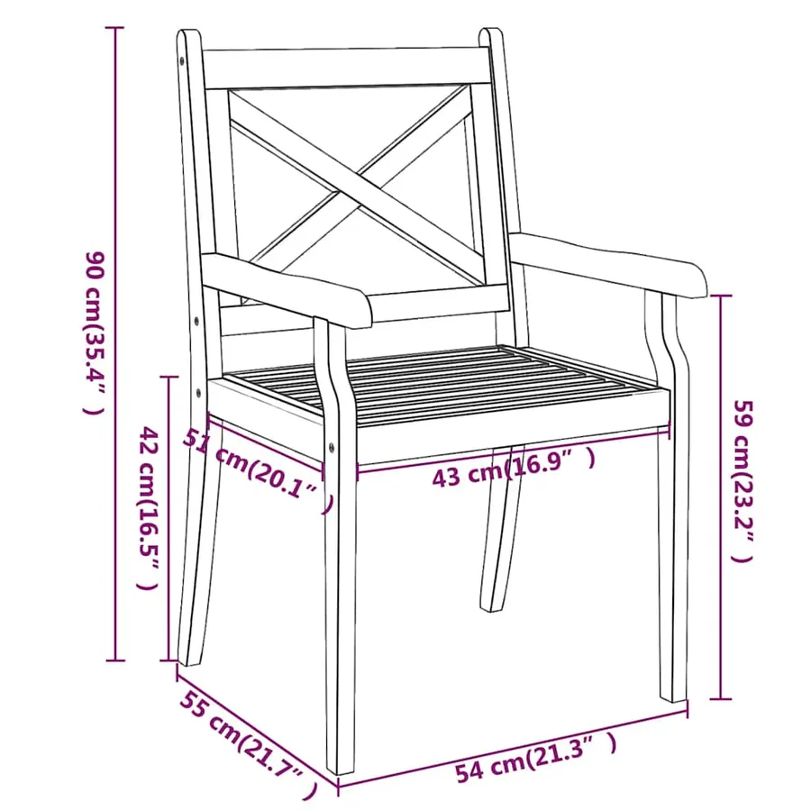 Ensemble à manger de jardin 3 pcs Bois d'acacia solide - 13