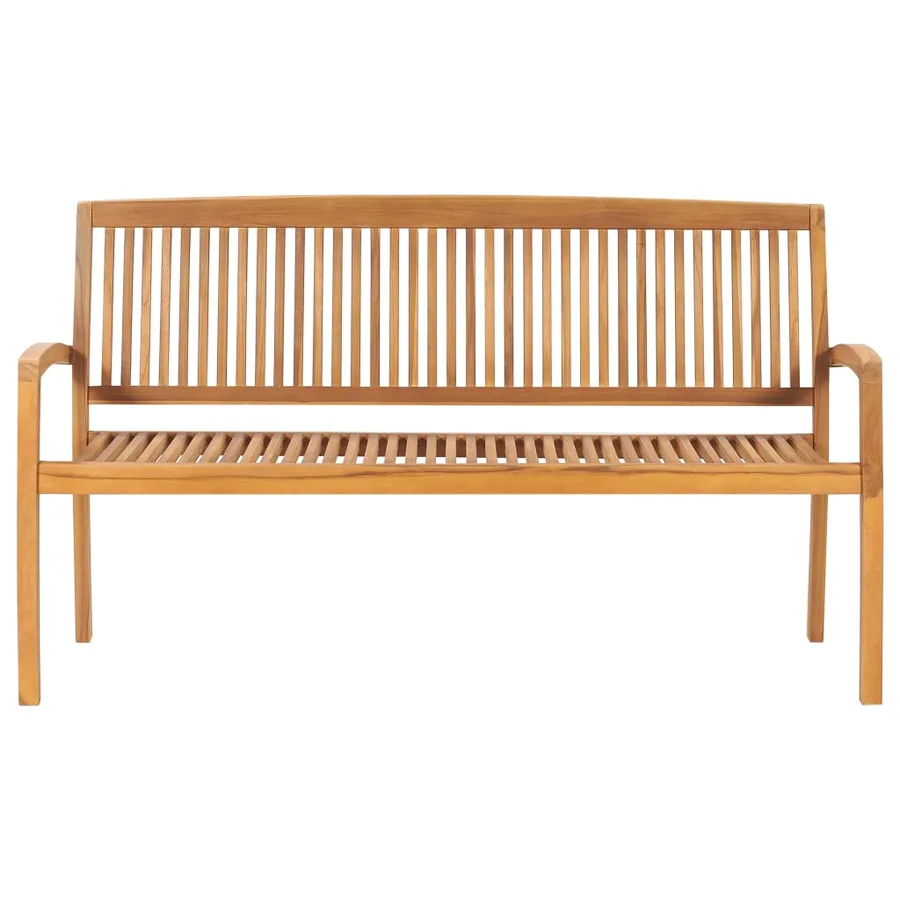 Banc de jardin empilable et coussin 159 cm Bois de teck massif - 3