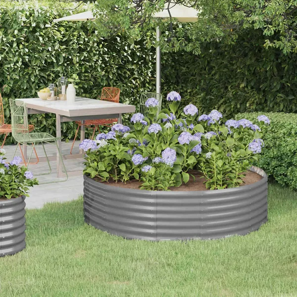 Lit surélevé de jardin Acier galvanisé 140x140x36cm gris