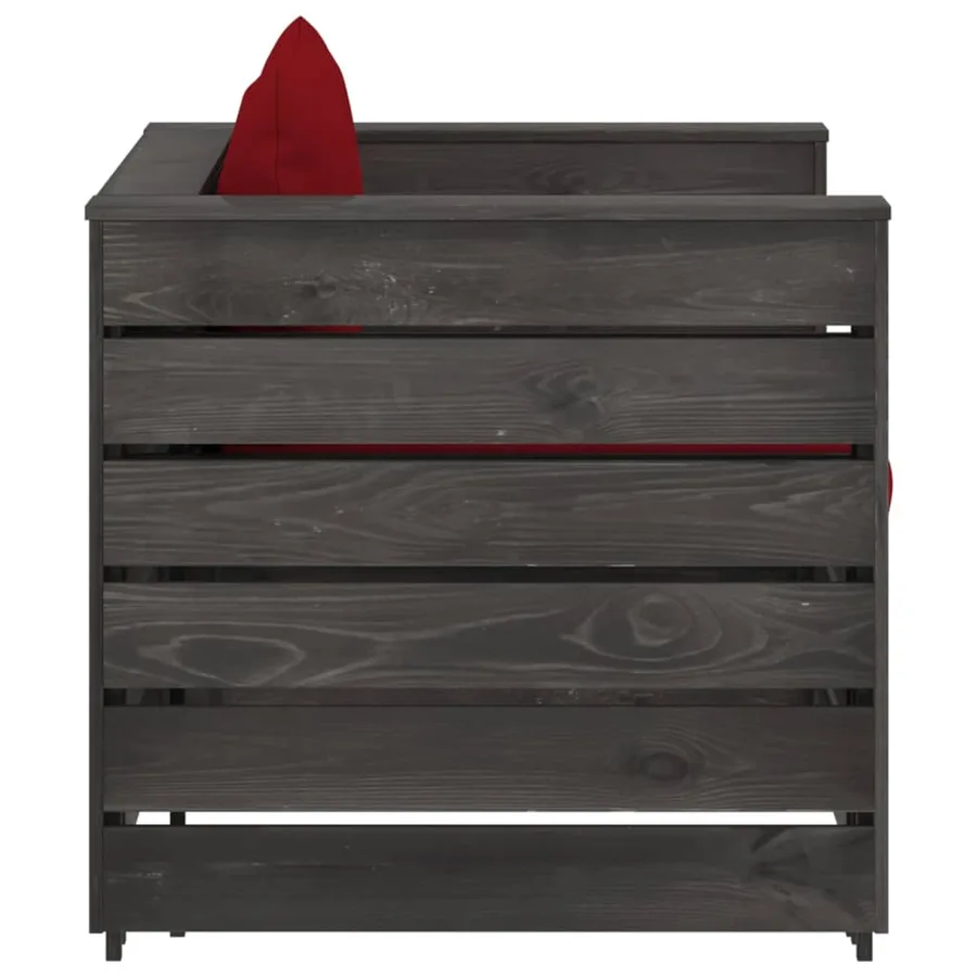 Salon de jardin 2 pcs avec coussins Bois imprégné de gris - 5