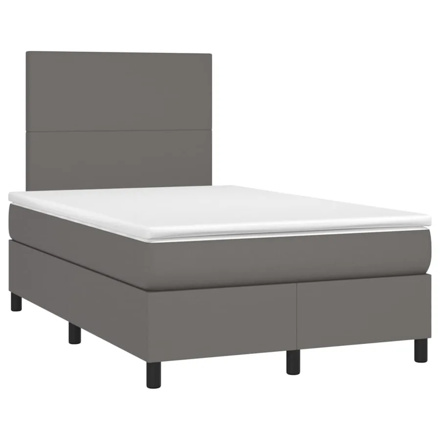 Sommier à lattes de lit avec matelas Gris 120x200 cm Similicuir - 3